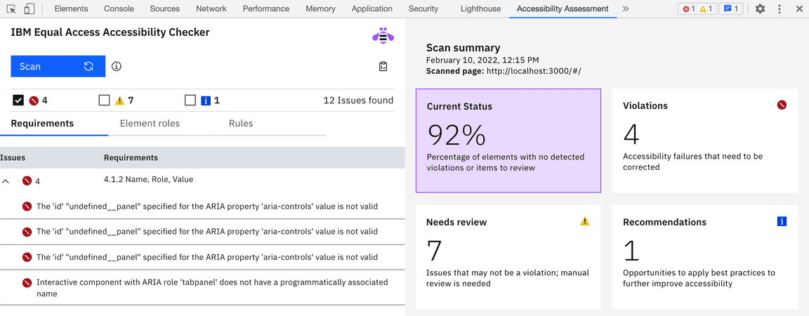 Equal Access Checker violations